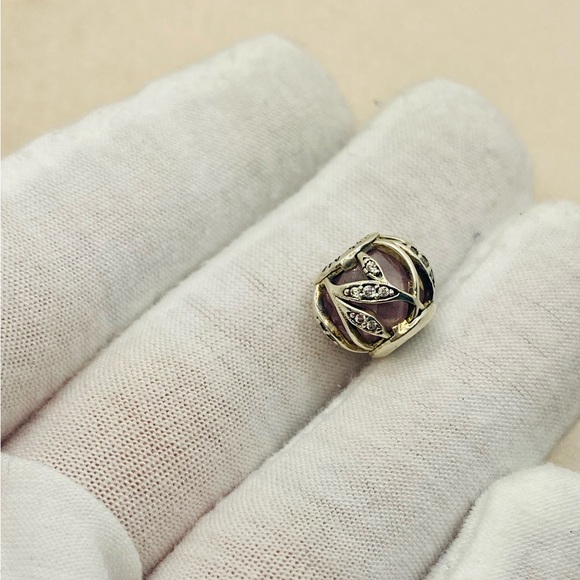 EUC Pandora 791969PCZ Sterling Silver Nature's Radiance Abstract Charm w/ CZ's - Picture 6 of 11